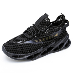 Chaussures de course décontractées confortables à lacets pour hommes, idéales pour le printemps et l'été, la gym et le jogging, antidérapantes, avec doublure douce et amorti en tissu - Product Image 1