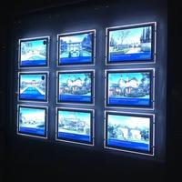 Panneau LED rectangulaire sans cadre à éclairage cristallin simple face A0-A4, vitrine LED pour agent immobilier, boîte lumineuse de poche, lumière blanche