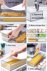 LEMT 3 uds contenedor de almacenamiento de alimentos de plástico para fideos finos contenedores de Pasta <span class=keywords><strong>Rectangular</strong></span> con tapas de bloqueo - Product Image 4