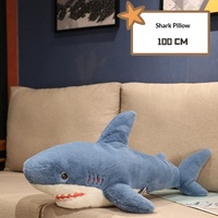 Peluche Animale Marine Coussin SYKJ en Polyester Rembourré Coton PP Grand Requin Décoration de Lit Transfrontalière Cadeau d'Anniversaire 14+