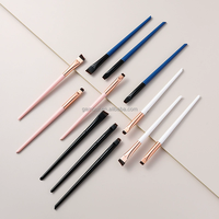 Set Kuas Makeup Profesional Ultra Tipis 3 Buah dengan Gagang Plastik, Bulu Sintetis, untuk Blush, Lip Liner, Eyeliner, dan Concealer