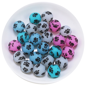 Nuevas Cuentas de Silicona con Purpurina de 15 mm de la Serie Huellas de Patas 2024, Redondas para Masticar, para Bolígrafos, Fabricación de Joyas, Collares, Pulseras, Manualidades DIY - Product Image 2