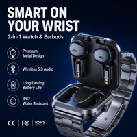 Montre connectée avec écouteurs sans fil TWS intégrés, étanche IP67, moniteur de fréquence cardiaque et SpO2, 60 jours d'autonomie, montre connectée sport pour hommes