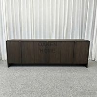 Buffet en bois de chêne rainuré OAKEN, meuble de rangement moderne avec portes cannelées pour salon et salle à manger