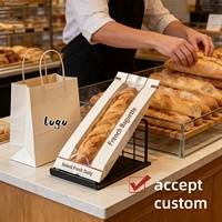 Emballage personnalisé pour sandwichs, baguettes françaises, biscuits, beignets, sacs en papier alimentaire pour pâtisserie, boulangerie, avec fenêtre transparente