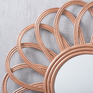 Round Wall <b>Mirror</b> Wicker Frame Decorative <b>Hanging</b> <b>Mirror</b> For Living Room Entryway Home Decoration - Product Image 3