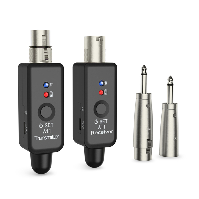 Wireless Microphone System XLR Mic Converter Adapter UHF Automatic Transmitter for Condenser Dynamic Mic Stage Performance