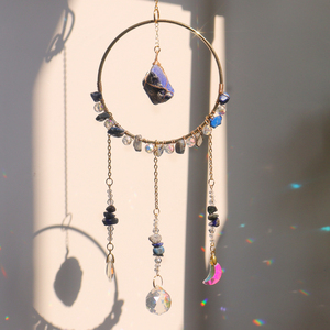 Bán buôn Vòng tròn nguyên tinh thể Lapis Lazuli Chiêm Tinh Học suncatcher đá quý himmeli suncatcher tùy chỉnh - Product Image 6