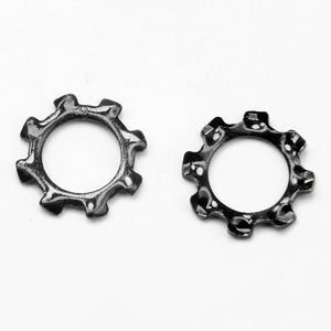 10 pièces/sac Rondelles dentées externes en acier inoxydable 304, plaquées zinc noir, oxydées noires, M3 M5 M6, pour maintien de joints d'étanchéité externes à dents étoilées - Product Image 4
