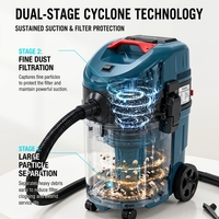 Extracteur de poussière industriel et commercial 1400W en gros, système double cyclone, filtre HEPA, sans sac, faible bruit, pour ponçage du bois