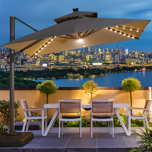 Outdoor Parasol Large Roman <strong>Umbrella</strong> Big Size Stand Garden Waterproof Patio <strong>Umbrellas</strong> &amp; <strong>Bases</strong> With LED Light - Product Image 2