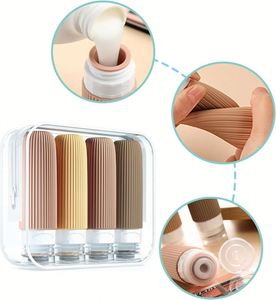 Ensemble de flacons de voyage 4 en 1 rechargeables de qualité alimentaire avec logo personnalisé, flacons de gel douche, shampoing et articles de toilette portables et compressibles - Product Image 3