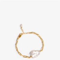 Pulsera de Perlas Barrocas de Agua Dulce Blancas al por Mayor, Joyería Elegante Irregular de Acero Inoxidable para Mujer, Regalo