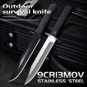 <span class=keywords><strong>Couteau</strong></span> de survie tactique en milieu sauvage avec manche antidérapant (renforcé de rivets) <span class=keywords><strong>Couteau</strong></span> de camping en plein air <span class=keywords><strong>à</strong></span> lame sablée et dessinée - Product Image 2