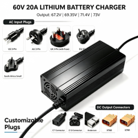 Pengisi Daya Lithium 60V20A 67.2V69.35V75.6V Pengisian Cepat Pengisi Daya Baterai LiFePO4 Pengisi Daya Mobil Wisata Pengisi Daya Skuter Listrik