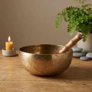ขันทองเหลืองทำมือพร้อมไม้ตีสำหรับทำสมาธิและบำบัดด้วยเสียง - Product Image 6