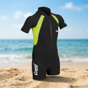 CRESSI KIDS Y 7/8 BLACK/LIME SHORTY Combinaison de plongée à manches courtes avec motif imprimé personnalisé XDG00130 CN - Product Image 2