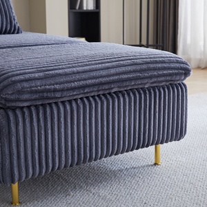 ผ้าสักหลาดสีเทาเข้มแบบสองที่นั่งเก้าอี้นวมยาวกลางศตวรรษที่ทันสมัยกรอบไม้หมอนโซฟานอนขาแข็งแรง - Product Image 6