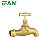 Robinet d'eau en laiton forgé IFAN, robinet de jardin en laiton, robinet mural de jardin, 1/2" 3/4" pour extérieur