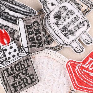 NODA Iron on Embroidery Funny Roadblock Coffee Chargers Lighter Patch for Clothes Bag Decoration - Product Image 4