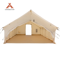 Tente murale de glamping extérieure étanche Kawagebo Kamp (KK) 24' x 15.8' avec cadre en acier et toile Oxford en coton, avec cheminée