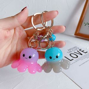 Porte-clés en acrylique de dessin animé en gros, mini-porte-clés animal pieuvre, porte-clés sonore LED Lumière Arc-en-ciel Friends pour sac - Product Image 4