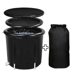 Inflatable Ice Baths with storage bag All black tub with storage bag Design Cold Plunge Pool Tub