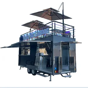 New Arrived fast food cart with terrace two story food make stock food cart bbq grill for sale