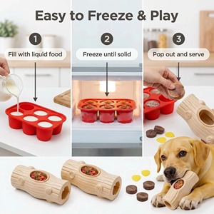 Juguetes interactivos personalizados para perros, con forma de tronco, comedero de plástico con bandeja para comida, para uso en interiores, estilo novedoso, tamaño mediano. - Product Image 5