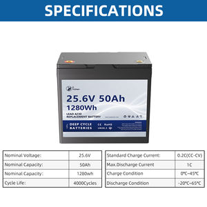 25.6V 50Ah IP67 LiFePO4 Semi-solid State 1280Wh 10-tahun Deep Cycle Lithium Ion Battery Pack untuk Penggunaan Laut Motor Trolling - Product Image 4