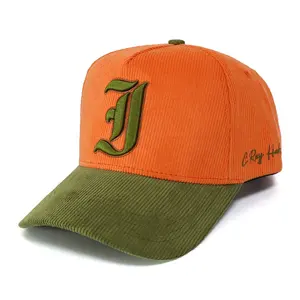 뜨거운 판매 도매 모자 코듀로이 5 패널 야구 모자 디자인 로고 야외 스포츠 모자