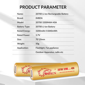 20700 батарея <span class=keywords><strong>IMREN</strong></span>, 3200 мАч, <span class=keywords><strong>40A</strong></span>, запас США, литий-ионная аккумуляторная батарея 3,7 В, 3,6 В, перезаряжаемая, Inr20700 цилиндрическая Тройная Akku US - Product Image 2