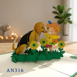 Tarjetas Pop-up 3D Personalizadas de Papel Vietnamita al por Mayor, Estilo Bebé Niña, Cachorro, Ángel, Hechas a Mano, Corte Láser, Offset, Tamaño Universal, Todos los Colores - Product Image 1