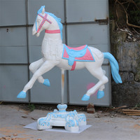 Statue de cheval de carrousel grandeur nature en fibre de verre, accessoires de cheval de carrousel en résine pour la décoration d'événements et de fêtes