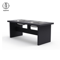 Support de mangeoire double pour animaux de compagnie Joyplanet, durable, noir, avec bols