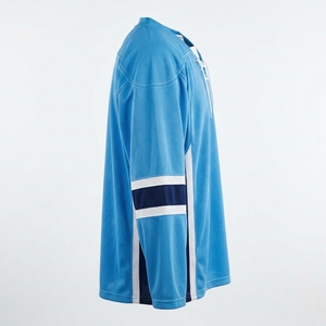 เสื้อฮอกกี้น้ำแข็งผู้ชายแบบมีโลโก้สั่งทำ สีฟ้าอ่อน แขนยาว คอวี ระบายเหงื่อได้ดี ทรงปกติ สำหรับผู้ใหญ่ - Product Image 2