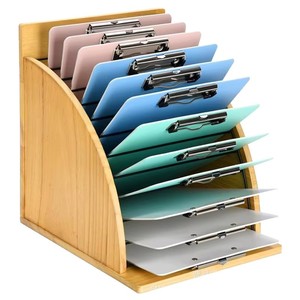 Organizador de archivos de madera, bandeja de documentos de escritorio de 8 niveles, estante de almacenamiento para uso en el hogar y la oficina - Product Image 2