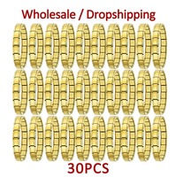 Lot de 30 bracelets modulaires italiens multicolores, lisses et basiques, en acier inoxydable, pour la création de bijoux DIY, vente en gros