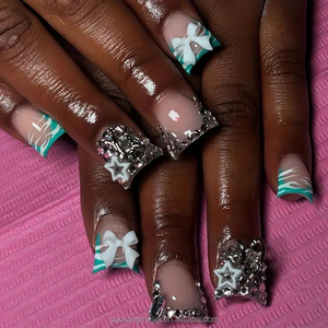 <span class=keywords><strong>Uñas</strong></span> postizas de pato de marca privada, hechas a mano, de cobertura completa, acrílicas, con punta ancha acampanada para pedicura de fiesta en la playa de <span class=keywords><strong>verano</strong></span> - Product Image 3