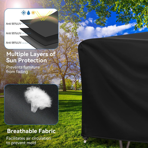 Funda Protectora <span class=keywords><strong>para</strong></span> Sofá Seccional de Patio, Resistente a Desgarros, con Protección UV, Diseño con Cierre, Color Negro, <span class=keywords><strong>para</strong></span> Jardín, Patio Trasero, Exterior, Resistente a la Intemperie - Product Image 2
