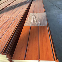 Seulement des panneaux sandwich d'isolation de haute qualité, revêtement métallique, panneaux sandwich en polyuréthane PU, grain de bois pour mur extérieur