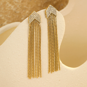 Nouveauté Boucles d'oreilles tendance à longues pampilles en zircon avec trous pour porter dans l'oreille Boucles d'oreilles à clous en acier inoxydable tendance pour hommes et femmes - Product Image 2