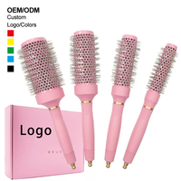 Usine Top Qualité Salon Professionnel Nylon Poils Brosse À Cheveux Ensemble Céramique Thermique Brosse À Cheveux Ronde avec Emballage Personnalisé