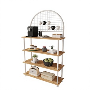 Estante de cocina de 4 niveles con soporte para microondas, organizador para cafetera y panel trasero de rejilla, estante de cocina con estante para microondas - Product Image 1