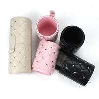 Porte-pinceaux de maquillage en cuir avec logo personnalisé, étui cylindrique pour cosmétiques, organiseur de voyage