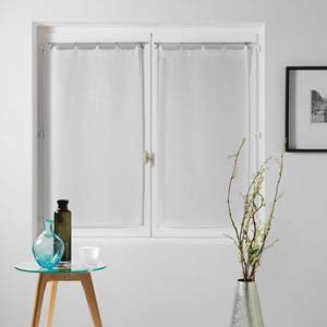 Rideau droit avec anneaux 2x60x120cm en voile de tissu MILEN blanc - Product Image 1