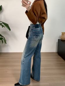 Yuanbofei Women's Customized Micro-<strong>Ruffle</strong> Boot Cut Jeans High Waisted Slim Fit <strong>Denim</strong> <strong>Pants</strong> Casual Style Trousers - Product Image 6