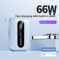 Compact 10000mAh Grande Capacité Mini Power Bank Câble Intégré Portable Bidirectionnel Charge Rapide Li-Polymère Batterie LED