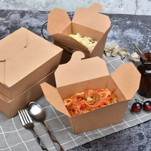 卸売 包装ボックスバーガー-2021卸売テイクアウト使い捨て食品包装クラフト紙ランチボックスを出荷する準備ができています