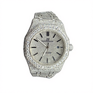 Custom Luxury 10mm Pointer Analog Mechanical Watch <b>Men</b> Women VVS Moissanite Iced Elegant <b>Glass</b> Stainless Steel ETA Movement 41mm - Product Image 1